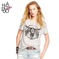 Summer 2017 new street cow print round neck short sleeve loose women's t-shirt - Bonny YZOZO Boutiqu