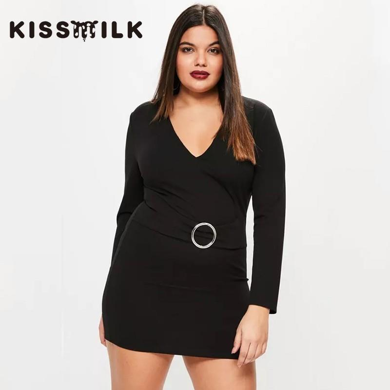 My Stuff, Plus Size women's 2017 summer new dress fashion metal round buckle skinny dress for women