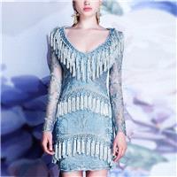 2017 autumn new style sexy deep v neck short sleeved flowing Solel silk dress woman - Bonny YZOZO Bo