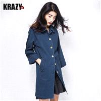 Vintage elegant fall 2017 new dot nine Sleeve Denim trench coat Jacket Women 7992 - Bonny YZOZO Bout