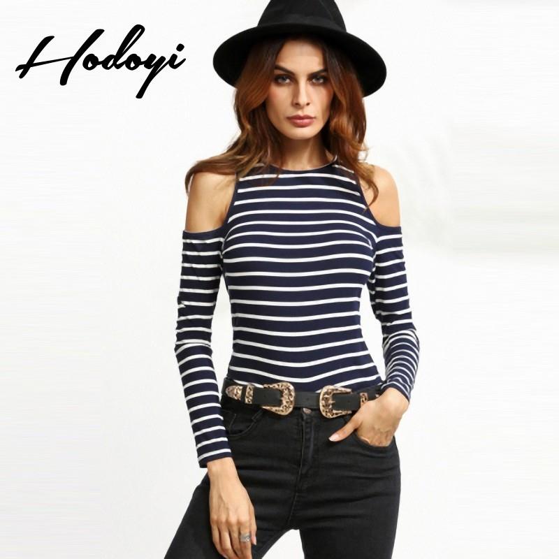 My Stuff, 2017 ladies winter fashion strapless stripe slim shirt - Bonny YZOZO Boutique Store