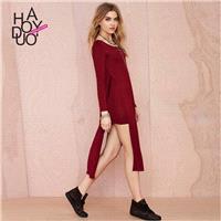 2017 winter women's wear new dresses, high fashion to the side seam slits t solid colors - Bonny YZO