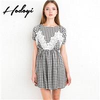 2017 winter lace Plaid sweet College women new fashion style simple dress - Bonny YZOZO Boutique Sto