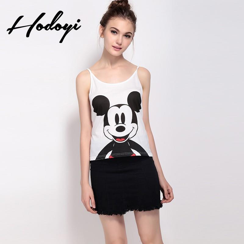 My Stuff, Vogue Sexy Open Back Printed Scoop Neck Cartoon Summer T-shirt Strappy Top - Bonny YZOZO B