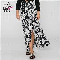 2017 winter women's wear new fashion print side slit skirt - Bonny YZOZO Boutique Store