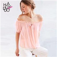 Sweet Bohemia Agaric Fold Off-the-Shoulder Summer Enchanting Tie Chiffon Top - Bonny YZOZO Boutique